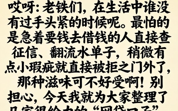 老铁求秒下的口子，深入剖析五个看银行流水的网贷口子