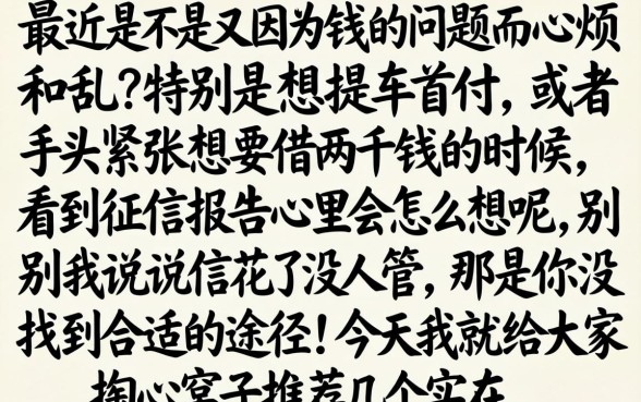 2000提车不看征信，概括5个周周到贷款相同系列的平台