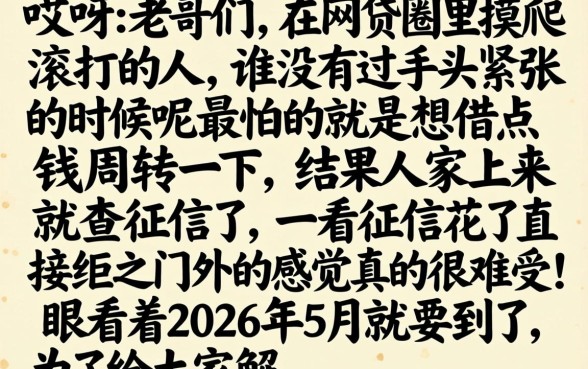 2026年5月必下款，详细阐述五个网贷无视不查征信口子