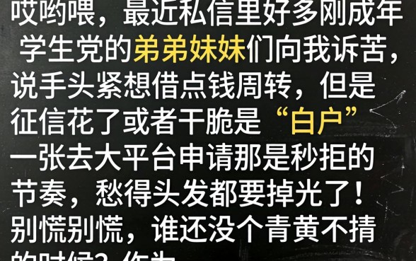 18岁学生贷款的小额贷款，枚举5个不用芝麻分能借的平台