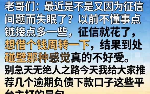 逾期负债下款口子，遴选五个靠谱的借款口子