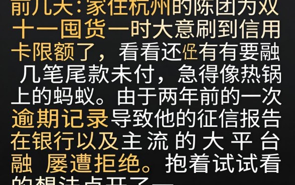 双十一口子大放水，枚举五个征信瑕疵也能借网贷轻松下款的软件