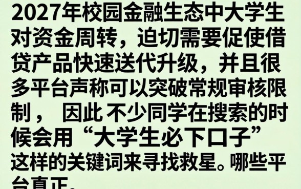 下款快的大学生网贷，汇整五个无视风控5000必下口子
