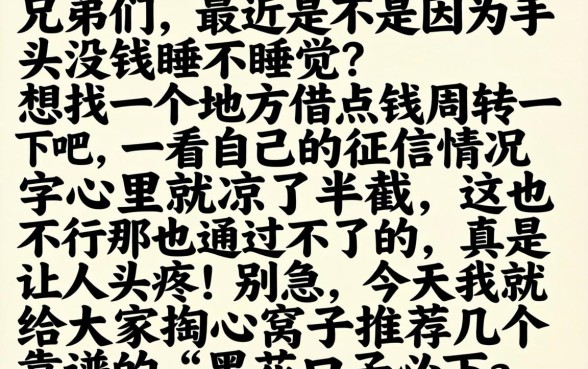黑花口子必下app，整合5个18岁借款神器快速下款软件