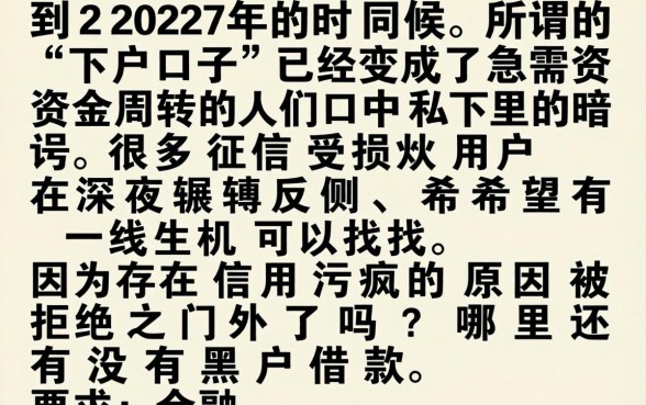 下款的下户口子，深入剖析5个黑户借款必下口子