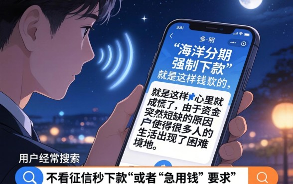 海洋分期强制下款，概括五个急用小钱不求征信流水轻松贷的平台