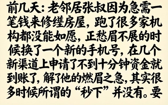黑户包秒下的口子，诚意推荐五个新号易贷速审秒下款口子