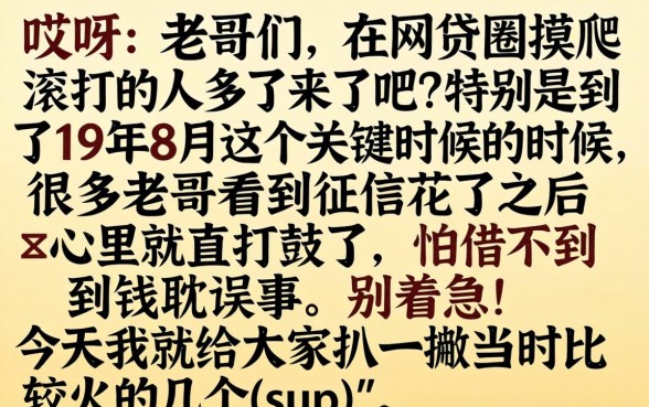 19年8月能下款的口子，枚举5个不用面签和芝麻分的贷款平台