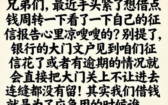 征信报告秒下款，规整5个高炮无视风控逾期也下款的口子
