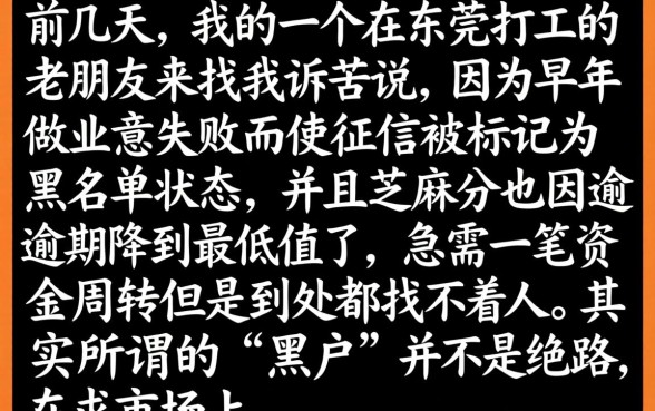 芝麻分黑户贷款口子，热忱推荐五个高炮无视逾期能下的口子