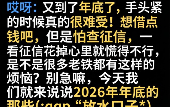 2026年年底放水口子，筛选五个手机可以临时借钱的app