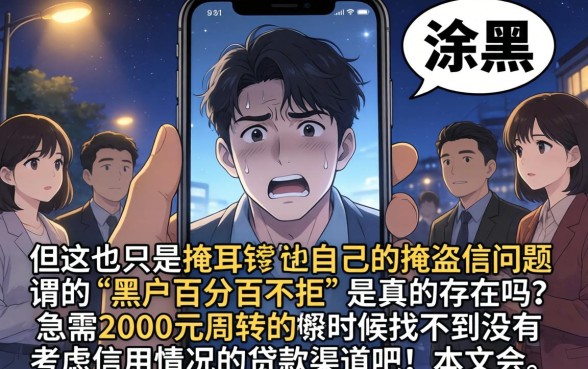 怎么涂黑花口子框框，陈列五个黑户百分百不拒的2000借款口子
