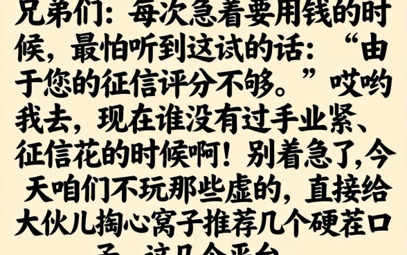 秒下款无需征信，规整5个无视黑白户口子