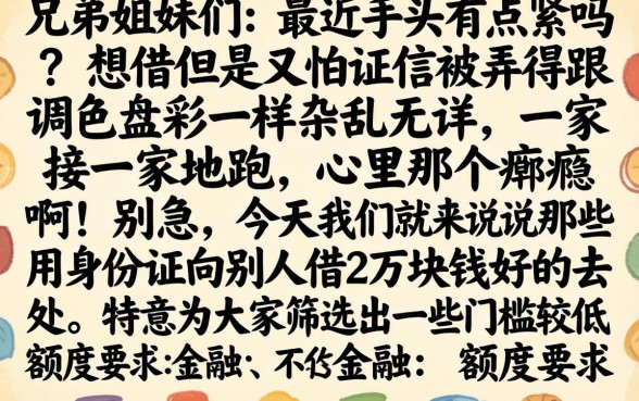 凭身份证借款2万，筛选五个20岁借钱不求征信速借平台