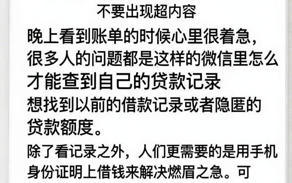 微信里面怎么样才能出来贷款记录，汇总5个手机身份证秒借现金的口子