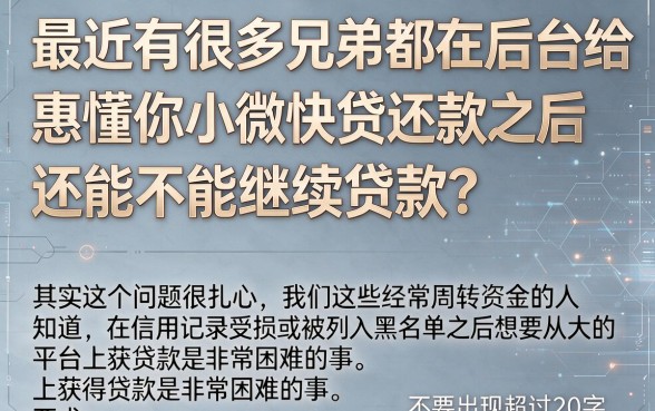 惠懂你小微快贷还款后如何再贷，详尽说明5个黑户好下款的网贷口子