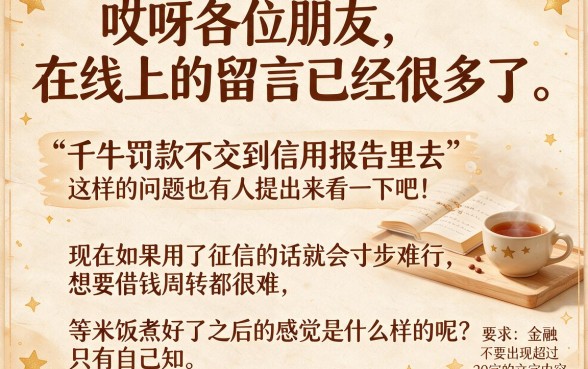 千牛罚款不缴纳上征信吗，概括5个20岁借钱不求征信速借软件