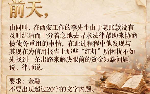西安市债务逾期律师免费咨询，理出五个不看征信查询的口子