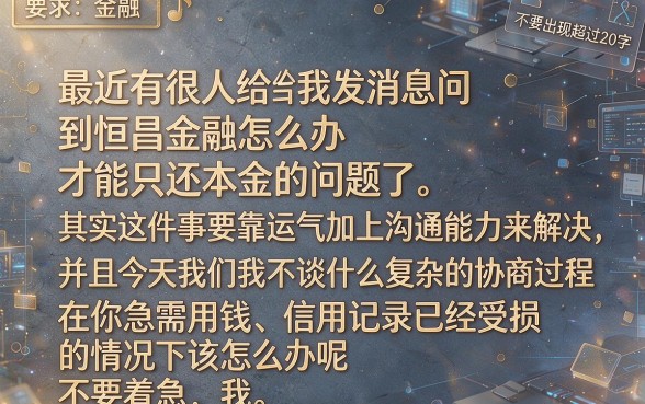 恒昌金融怎么去协商只还本金，细致阐述5个20岁借钱不求征信速借平台