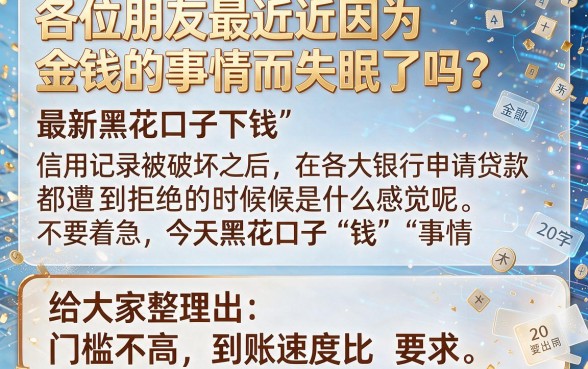 最新的黑花口子下钱的有吗，罗列5个征信花了可以借钱的网贷口子