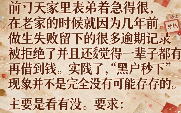 2026年黑户秒下的口子有吗，概括5个无视黑白的最新贷款口子