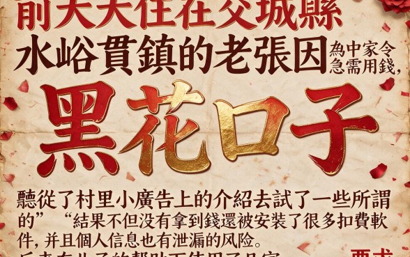 交城县水峪贯镇黑花口子，条列5个芝麻信用可以借钱的平台