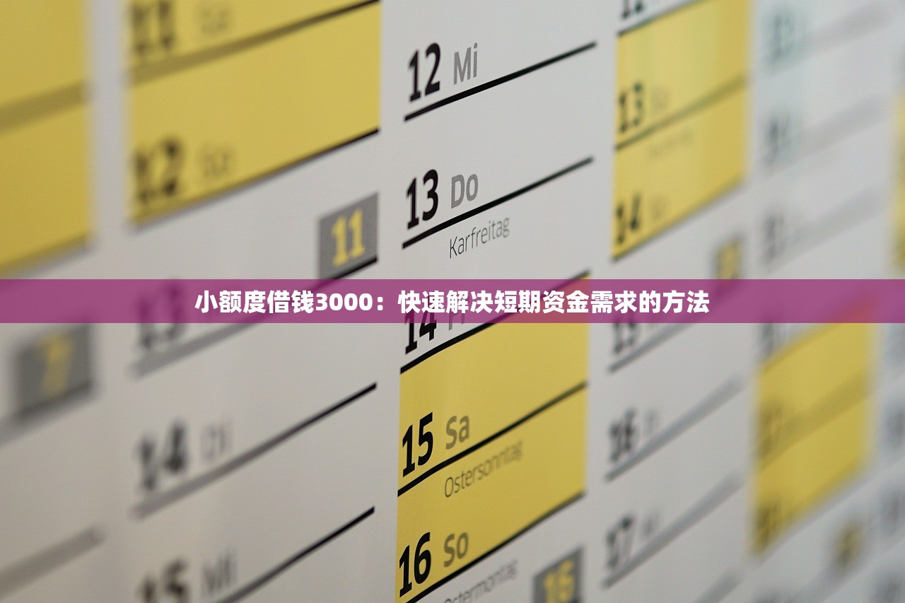 小额度借钱3000:快速解决短期资金需求的方法 小额度借钱3000:快速解决短期资金需求的方法