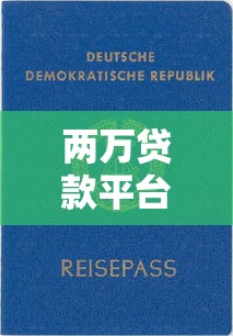两万贷款平台有哪些？2023最新靠谱推荐及申请攻略