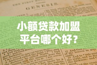 小额贷款加盟平台哪个好?2023年靠谱平台推荐及加盟指南 小额贷款加盟平台哪个好?2023年靠谱平台推荐及加盟指南