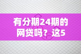 有分期24期的网贷吗？这5个平台能分两年还！