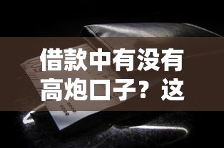 借款中有没有高炮口子？这些细节千万要留意