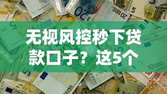 无视风控秒下贷款口子？这5个方法教你快速解决资金难题