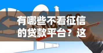 有哪些不看征信的贷款平台？这5个渠道可能帮你应急