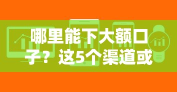 哪里能下大额口子？这5个渠道或许能解决你的难题！