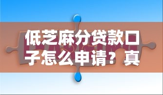 低芝麻分贷款口子怎么申请？真实经验分享这3个技巧