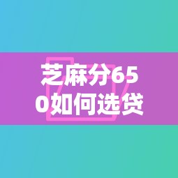 芝麻分650如何选贷款额度？看完这篇你就懂！