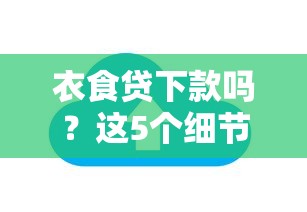衣食贷下款吗？这5个细节不注意可能被拒贷