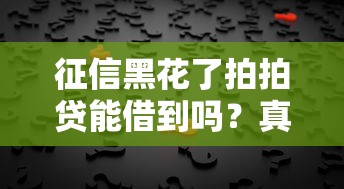 征信黑花了拍拍贷能借到吗？真实情况分析+这几个平台也能试试