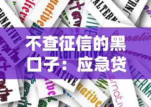 不查征信的黑口子：应急贷款新选择必读指南