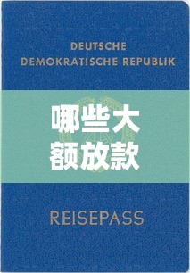 哪些大额放款口子靠谱？这8个平台额度高、审核快