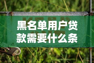 黑名单用户贷款需要什么条件才能贷款