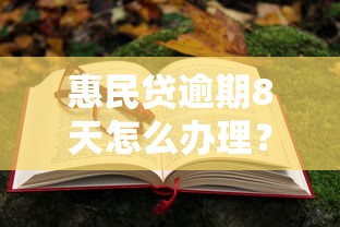 惠民贷逾期8天怎么办理？别慌，手把手教你补救方法