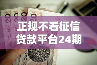 正规不看征信贷款平台24期分期攻略