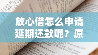 放心借怎么申请延期还款呢？原来可以这样操作！