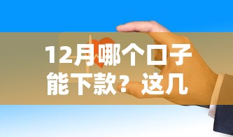 12月哪个口子能下款？这几个平台审核快、门槛低