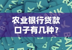 农业银行贷款口子有几种？这5类产品满足不同资金需求