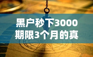 黑户秒下3000期限3个月的真实路径，这些细节90%的人没搞懂