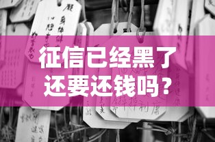 征信已经黑了还要还钱吗？老哥亲身经历必看