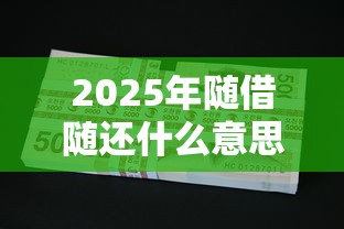 2025年随借随还什么意思，罗列五个工资贷款平台
