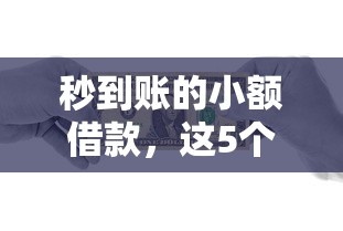 秒到账的小额借款，这5个方法让你快速解决资金难题